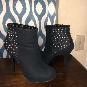 Studded high heeled booties